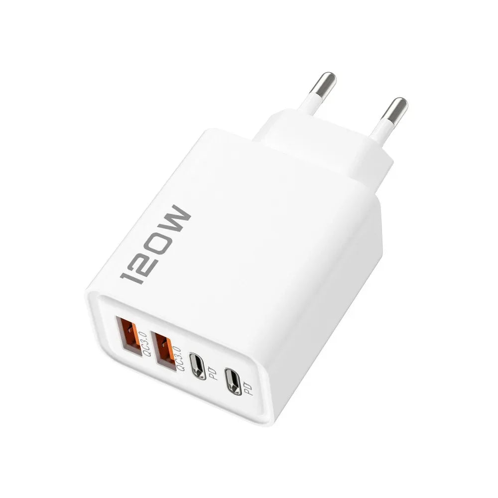 Total 120W Phone Charger Fast Charging Quick Charger PD USB Type C Wall Adapter For iPhone 16 15 Xiaomi 14 Huawei Redmi Oneplus