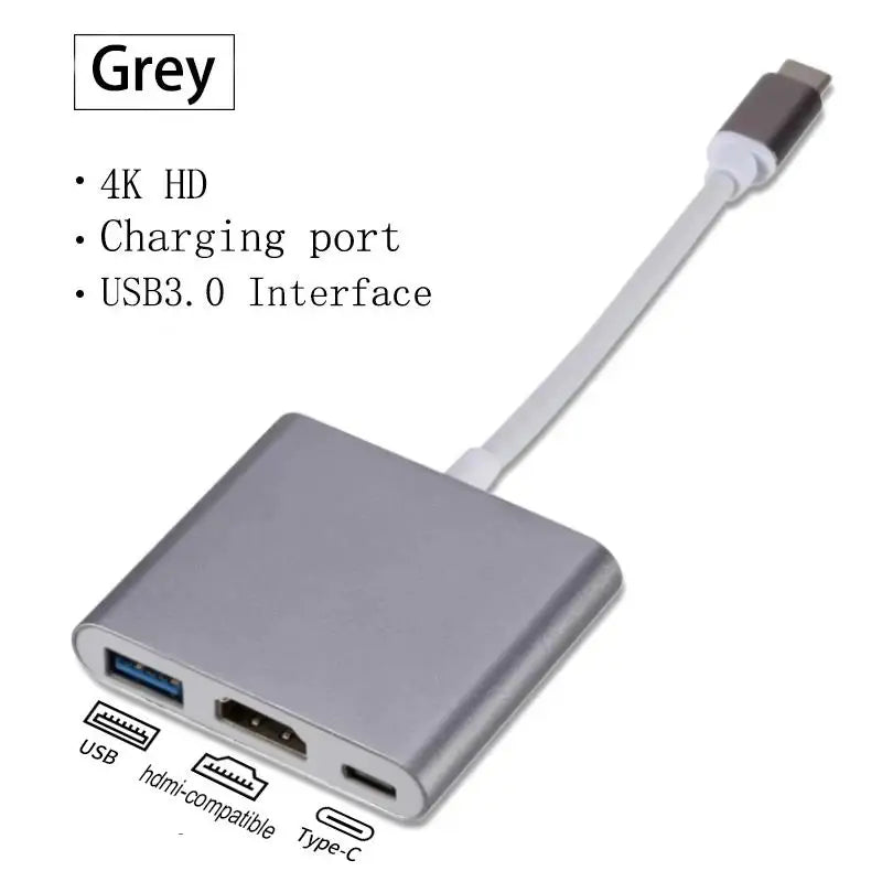 USB-C To HDMI-compatible 3 In 1 Cable Converter USB 3.0 Type C To HDTV 4K USB 3.0 Adapter Cable For Laptop Huawei iPad Macbook