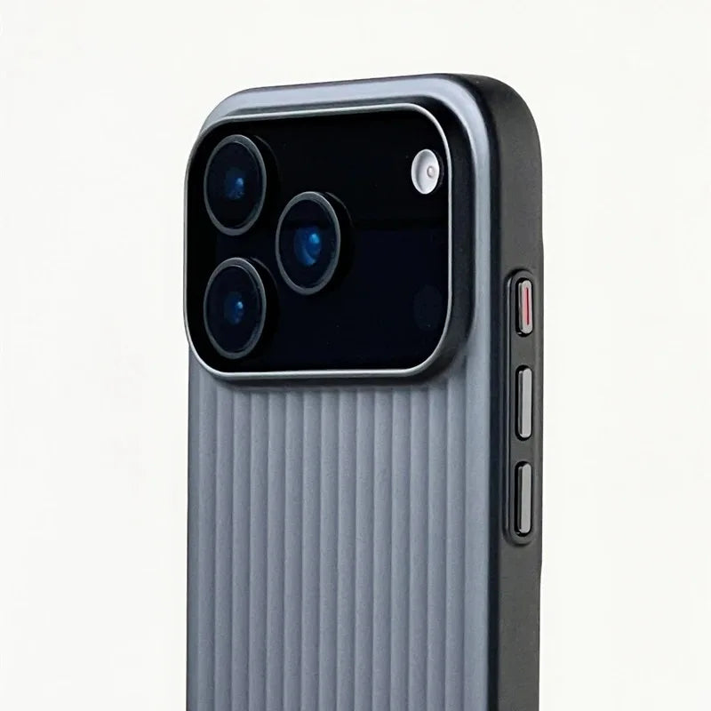 Luxury Stripes Metallic Paint Armor Case For iPhone 17 Air 16 15 14 13 Pro Max Shockproof Camera Protective Slim Matte PC Funda