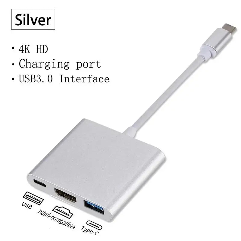 USB-C To HDMI-compatible 3 In 1 Cable Converter USB 3.0 Type C To HDTV 4K USB 3.0 Adapter Cable For Laptop Huawei iPad Macbook