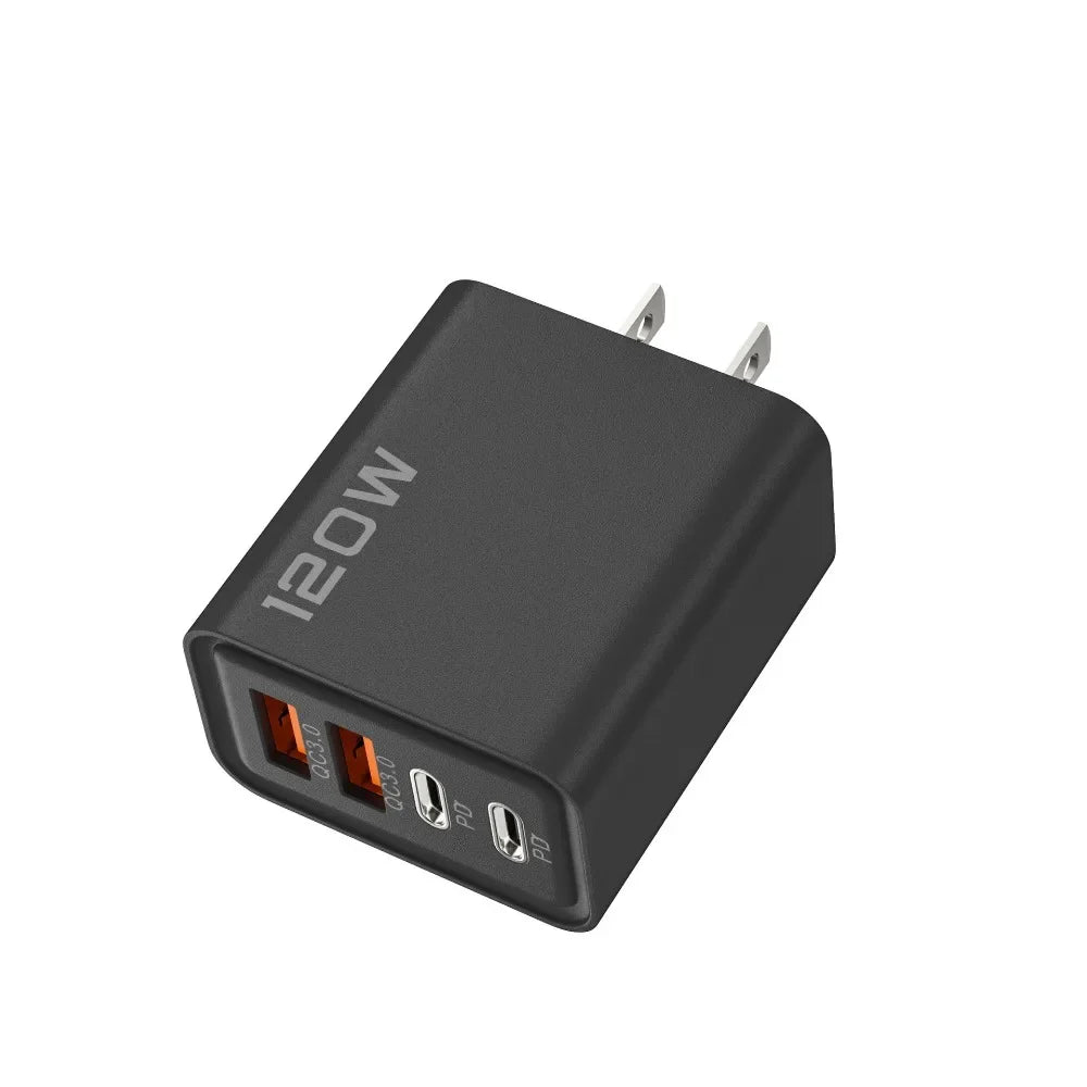 Total 120W Phone Charger Fast Charging Quick Charger PD USB Type C Wall Adapter For iPhone 16 15 Xiaomi 14 Huawei Redmi Oneplus