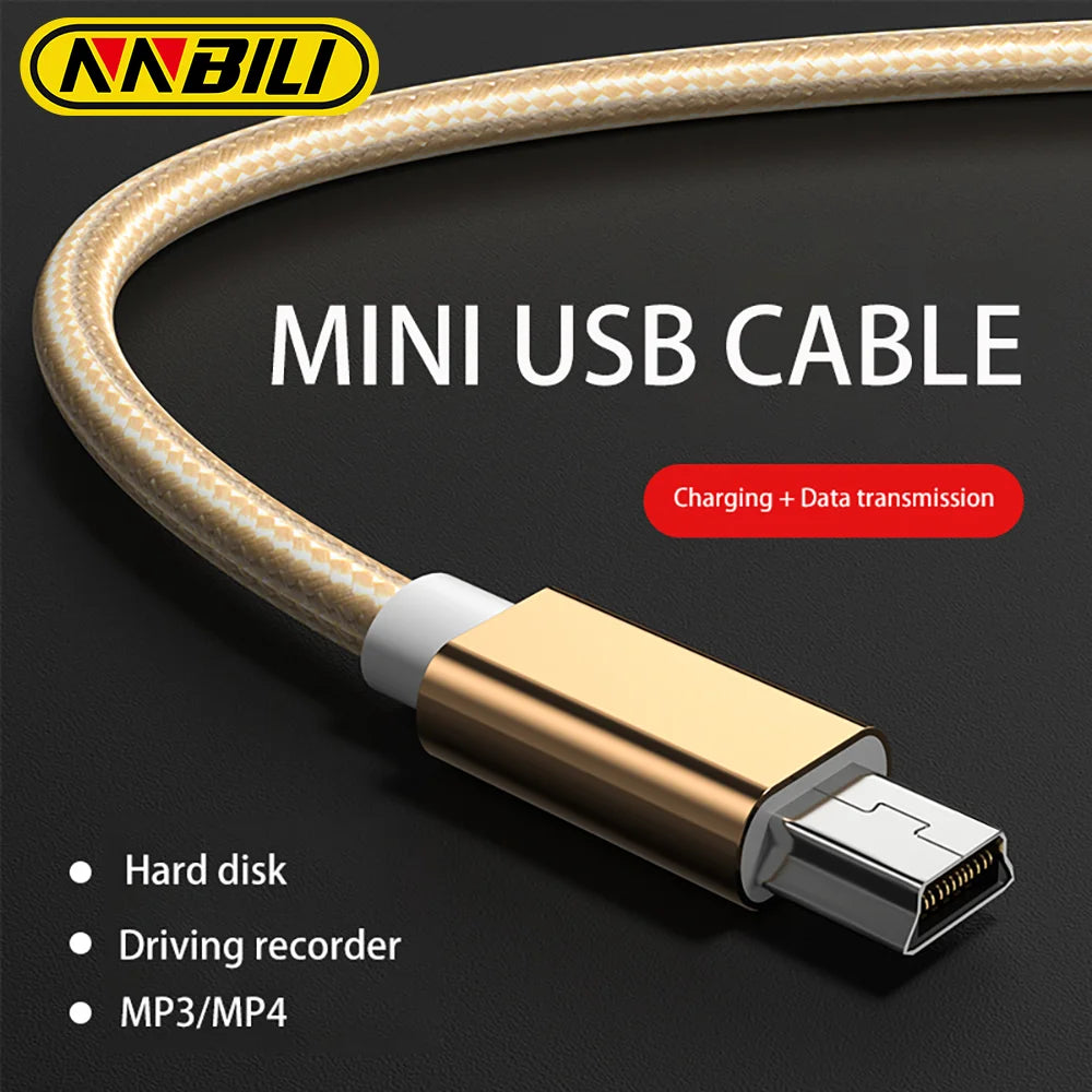 NNBILI 2M/1.5M/1M/0.25M Mini USB Cable Mini USB to USB Fast Data Charger Cable for MP3 MP4 Player Car DVR GPS Digital Camera HDD
