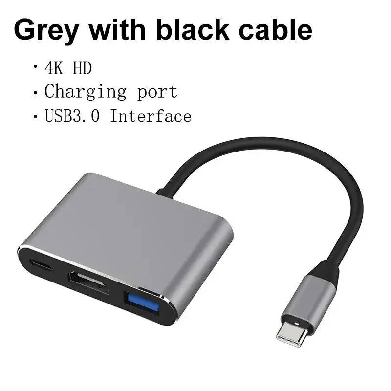 USB-C To HDMI-compatible 3 In 1 Cable Converter USB 3.0 Type C To HDTV 4K USB 3.0 Adapter Cable For Laptop Huawei iPad Macbook
