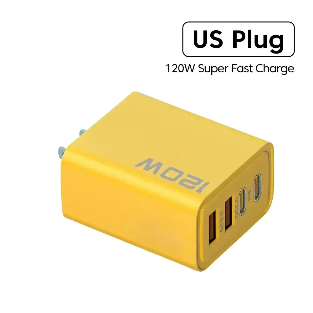 Total 120W Phone Charger Fast Charging Quick Charger PD USB Type C Wall Adapter For iPhone 16 15 Xiaomi 14 Huawei Redmi Oneplus