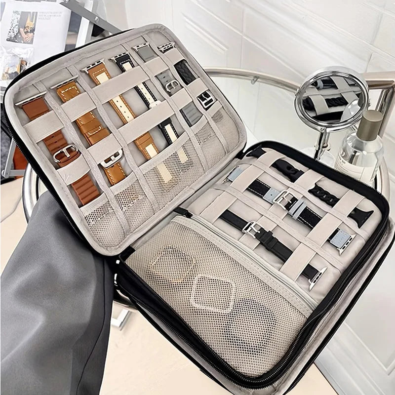 Watchband Box For Apple Watch Strap Case Data Cable Travel Smart Watch Wriststrap Storage Bag Box Watches Organizer